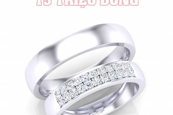 Tổng hợp các mẫu nhẫn cưới vàng trắng đinh kim cương giá dưới 15 Triệu đồng - Cartino