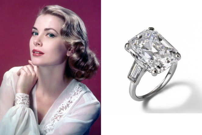 Công nương Grace Kelly và chiếc nhẫn cầu hôn platin kim cương 