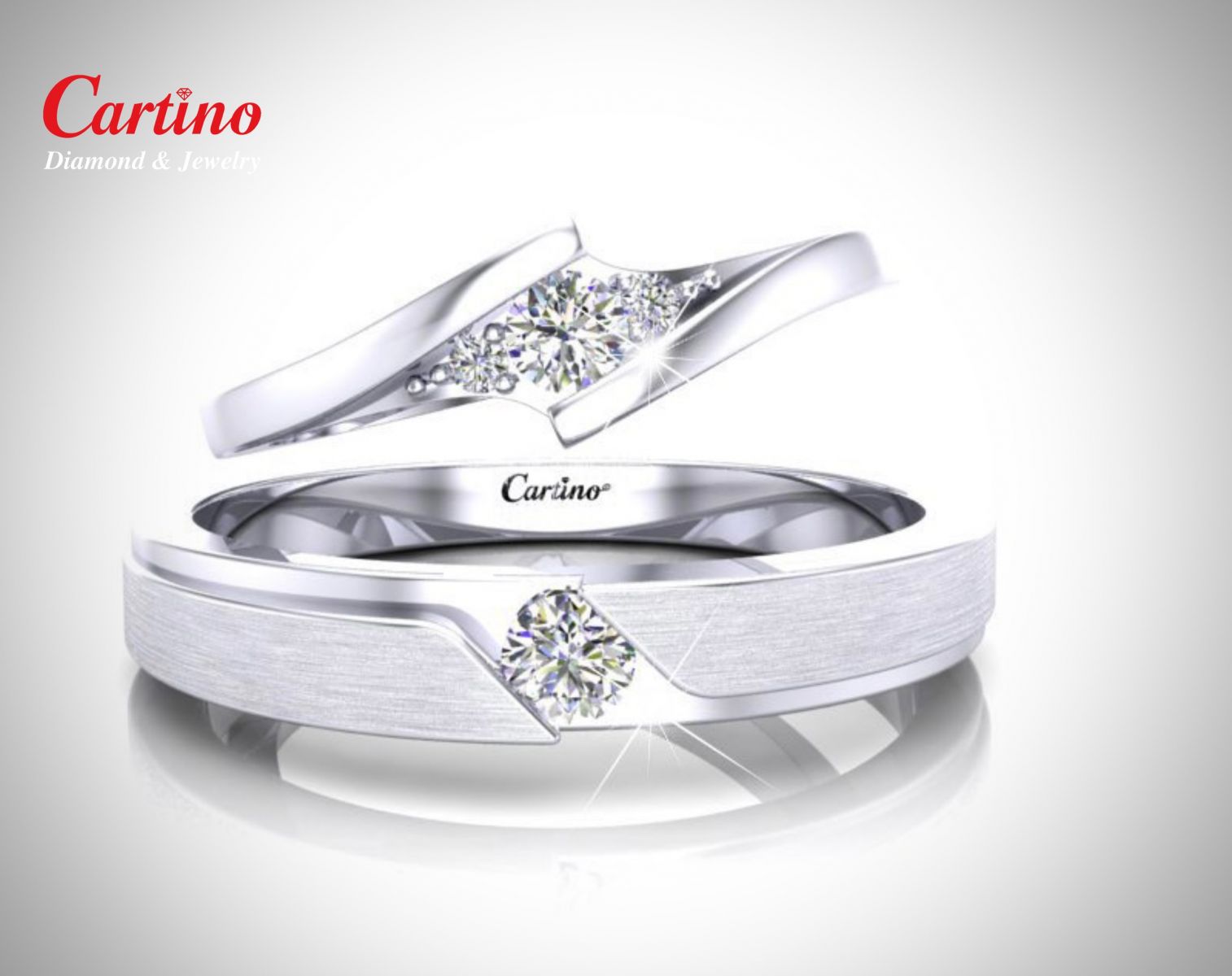 nhẫn cưới vàng trắng cartino