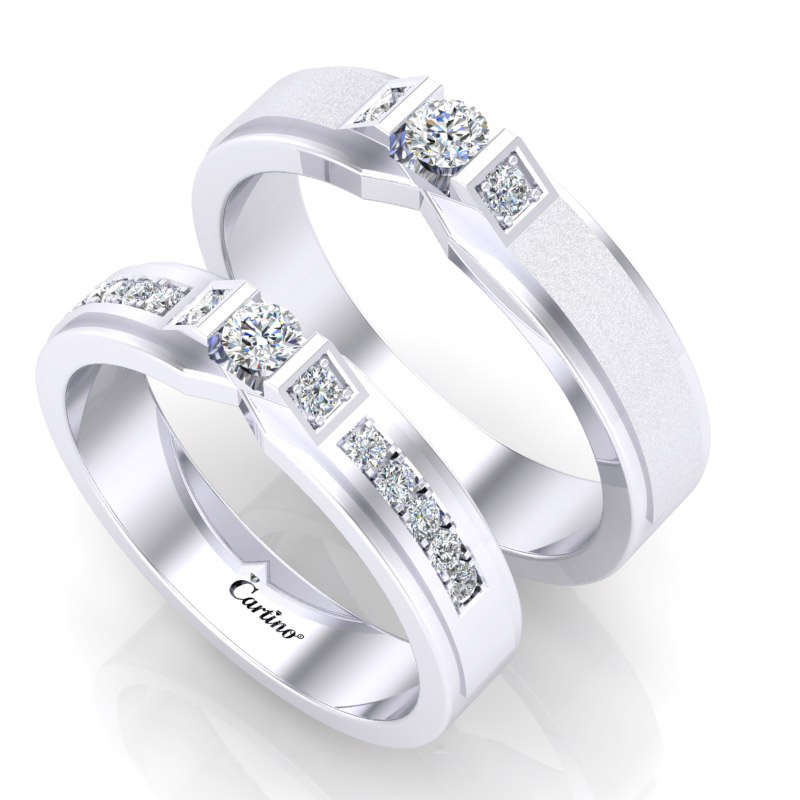 Cặp nhẫn cưới vàng 18k pnj sánh duyên 00001-00002 | pnj.com.vn