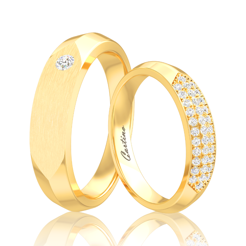 Cặp nhẫn cưới vàng trắng 10k đính đá ecz pnj vàng son 00100-00105 | pnj .com.vn